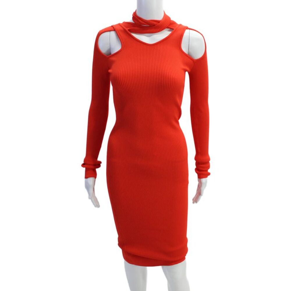 Coperni Womens Cut-Out Knit Dress - Red Size XS